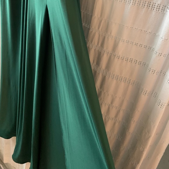 DB Jersey A-Line Bridesmaid Forrest Green Maxi Slip Dress Knot Detail💐 - Picture 14 of 16